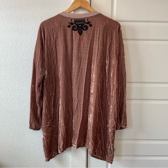 Johnny Was Velvet Silk Top Brown - Picture 2 of 4